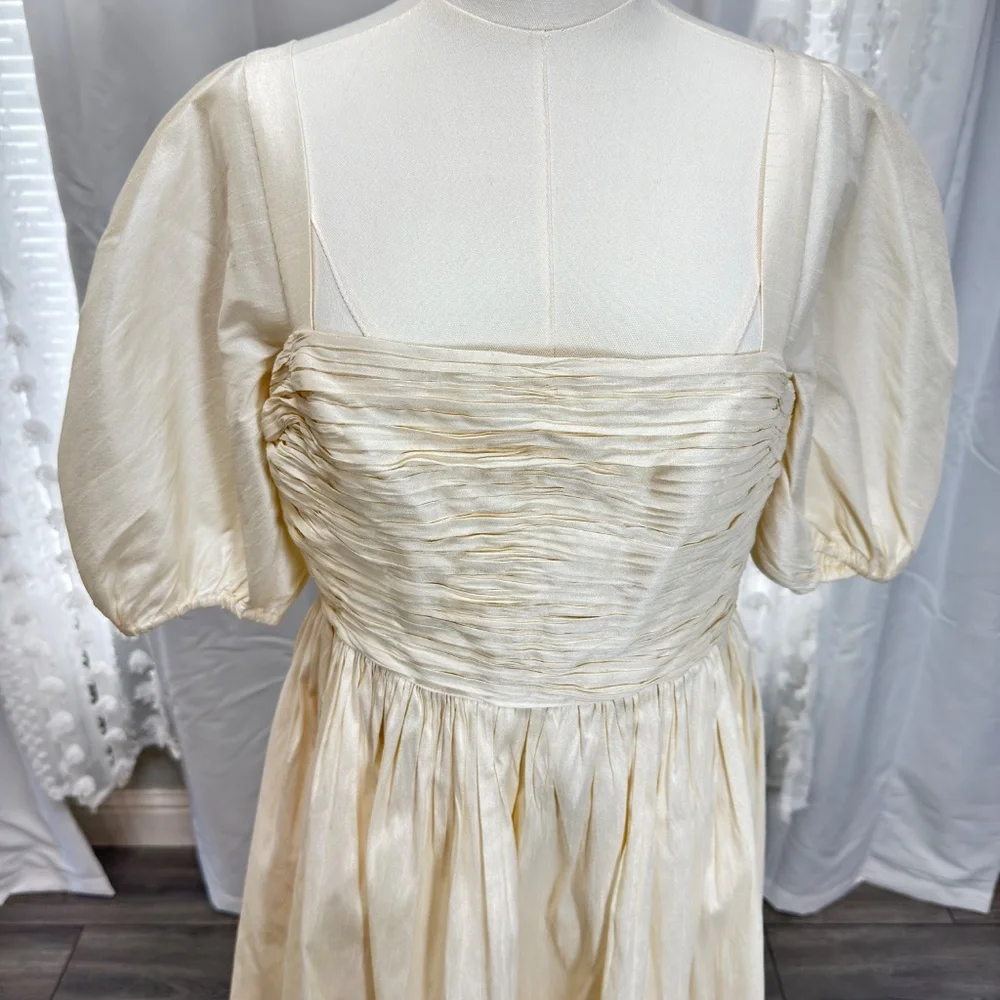 BHLDN Sachin & Babi Emile Ruched Gown Wedding Cream Bone Dress 8 - Picture 6 of 8